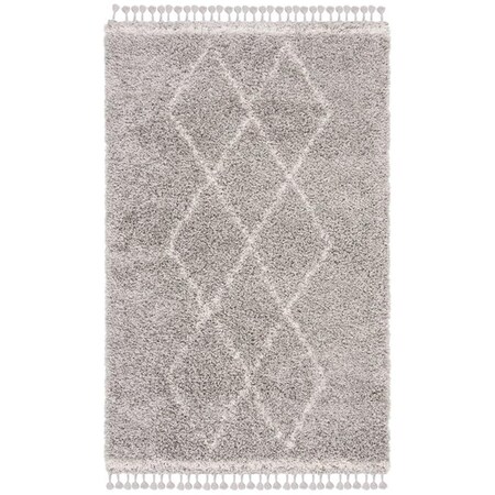 Safavieh 5 x 8 ft. Pro Lux Shag 435 Power Loomed Rectangle Area Rug; Grey & Cream PLX435F-5